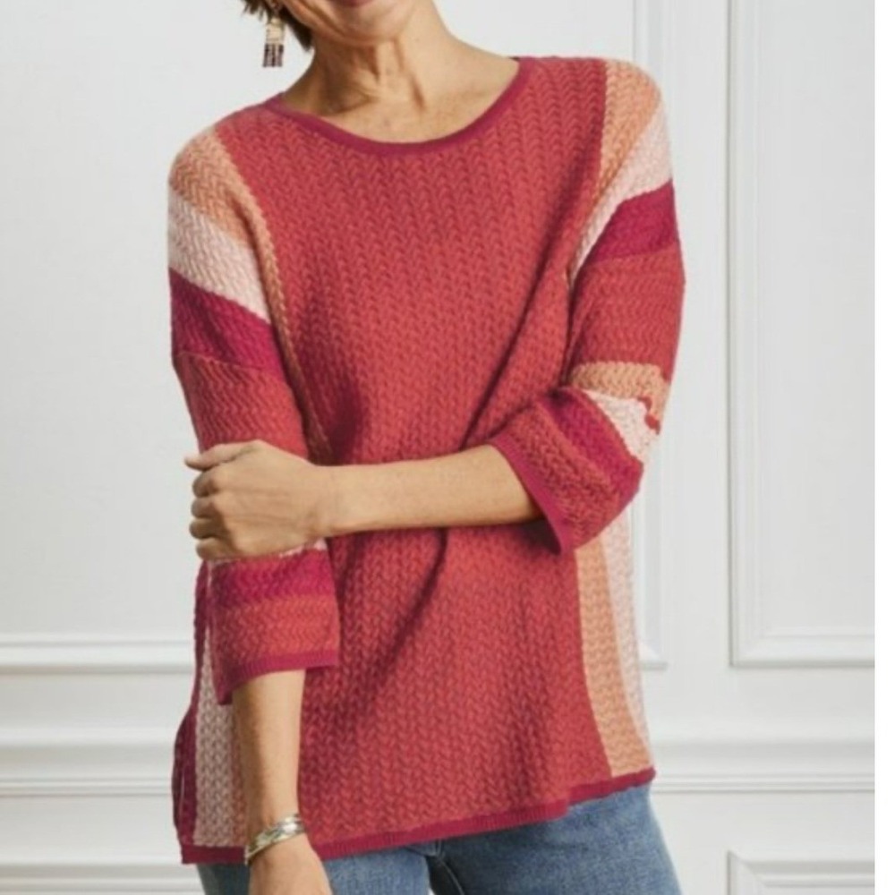 Soft Surroundings Wool Blend Abril Striped Sweater Women Size Petite Medium NWT